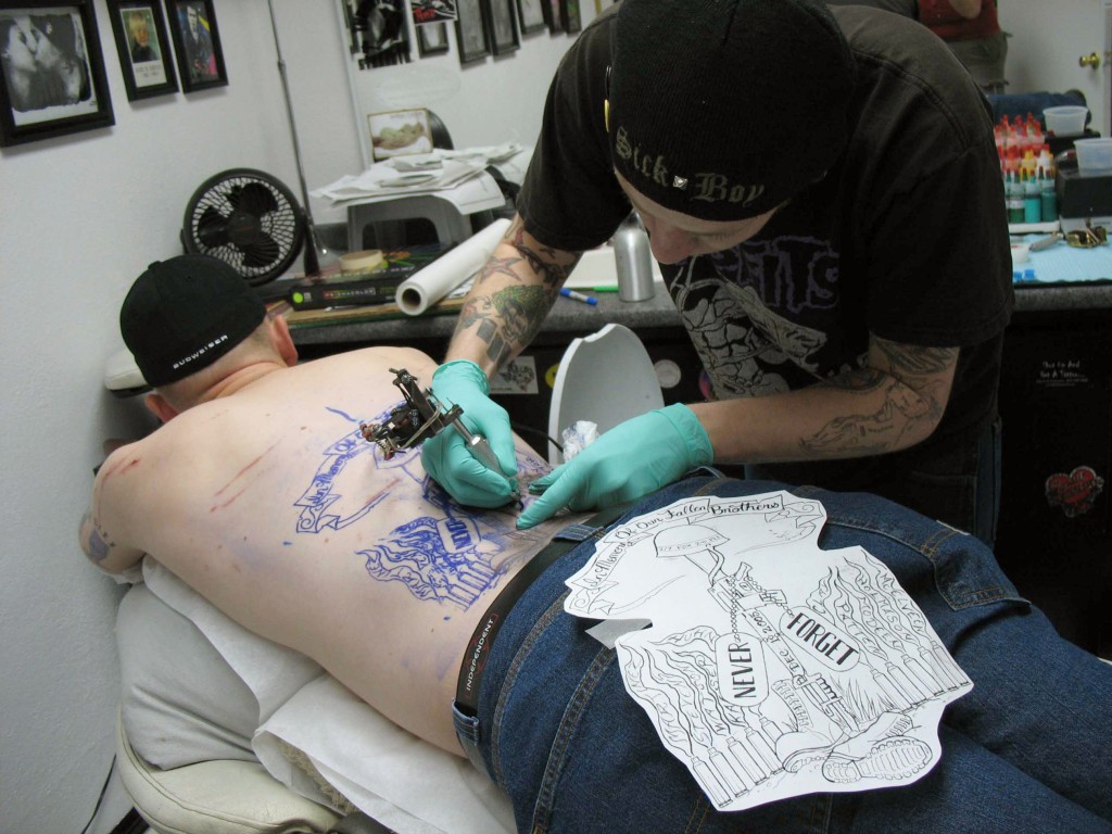 Tattoo in process, Wayne Gauthier tattoo artist.