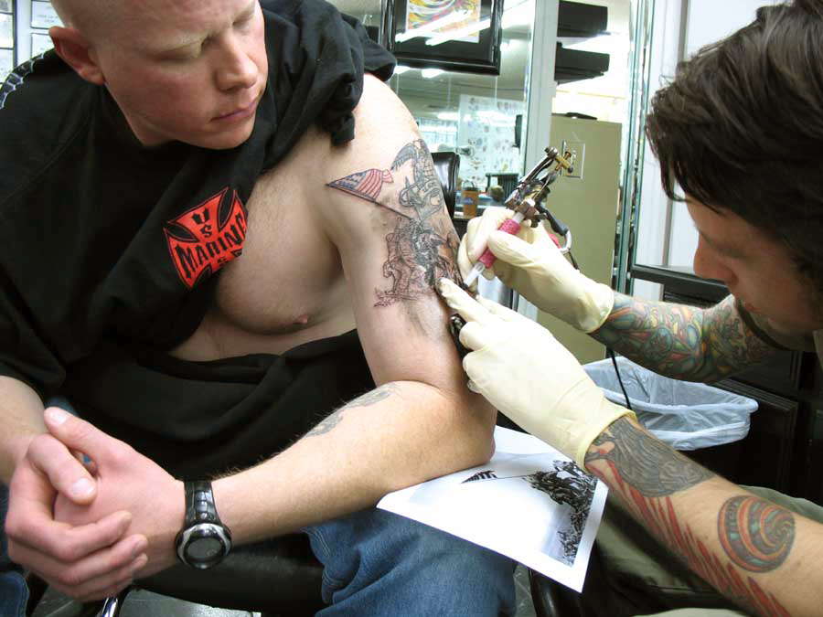 Custom Tattoo, Larry Mora, owner.